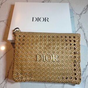 Dior GWP Beige Cannage designe or Woven cosmetic bag